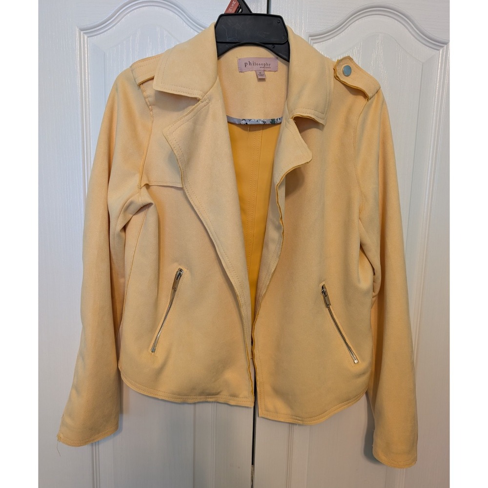 Philosophy Faux Leather Suede Jacket Yellow Medium